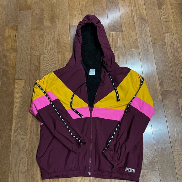 PINK XSmall Retro Color block Sherpa lined jacket - Picture 1 of 4